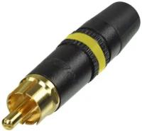 Neutrik Rean NYS373-4 кабельный разъем RCA корпус черный хром, золоченые контакты, желтая маркировочн