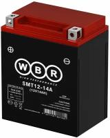 Мото аккумулятор стартерный WBR SMT12-14-A 12В 14Ач (12V 14Ah) (YTX14AH-BS) 210A, AGM для мотоцикла, скутера, гидроцикла, квадроцикла, снегохода