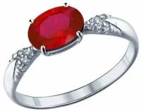 Серебряное кольцо Diamant online 101324 с фианитом и рубиновым корундом