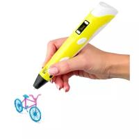 3D ручка с ЖК экраном / пластик 3 цвета в комплекте / подставка для ручки (цвет желтый)