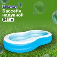 Бассейн надувной Bestway «Большая лагуна», 262 х 157 х 46 см, от 3 лет, 54117, цвет голубой, белый