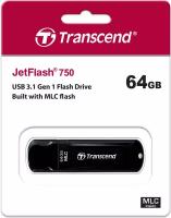 Внешний носитель информации USB-Flash Transcend 64GB JetFlash 750, USB 3.1 Gen 1 Type-A, пластик, черный