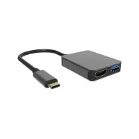 Aдаптер USB3.1 Type-CM-->HDMI A(f) 4K@60 Hz+USB3.0+PD charging, Aluminum Shell,VCOM