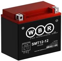 Мото аккумулятор стартерный WBR SMT12-12 12В 12Ач (12V 12Ah) (YTX14-BS, YTX12-BS) 180A AGM для мотоцикла скутера гидроцикла, квадроцикла, снегохода