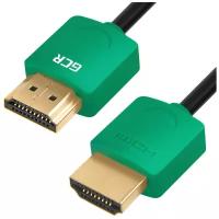 GCR Кабель SLIM 3.0m HDMI 2.0, зеленые коннекторы, OD3.8mm, HDR 4:2:2, Ultra HD, 4K 60 fps 60Hz, 3D, AUDIO, 18.0 Гбит/с, 32/32 AWG