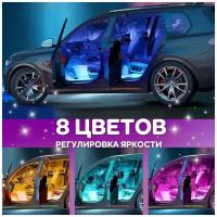 Подсветка салона автомобиля (ног), светодиодная лента в авто с ИК- пультом, RGB лента, цветомузыка
