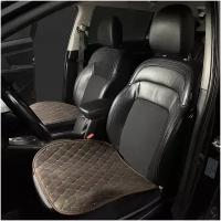 Накидки для Hyundai H-1 Travel/Starex автобус II (2007-2023) на передние сиденья Maximal, квадрат, Велюр, Шоколадный / Строчка бежевая