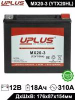 Мото аккумулятор стартерный Leoch UPLUS MX20-3 12V 18Ah обратная полярность 310А YTX20HL-BS YTX20L-BS EPS 12201 аккумулятор для мотоцикла, квадроцикла