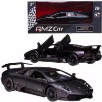 Машинка металлическая Uni-Fortune RMZ City 1:32 Lamborghini Murcielago LP670-4, инерционная, черный матовый цвет, 16.5 x 7.5 x 7 см