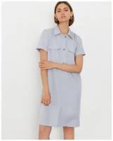 COCOS Атласное платье-поло с карманами, голубой, XS