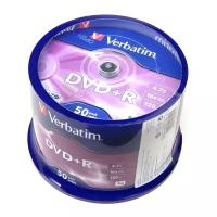 Диск DVD+R Verbatim 4.7Gb 16x Cake Box, 50шт (43550)