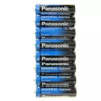 Батарейка солевая Panasonic General Purpose, AA, R6-8S, 1.5В, спайка, 8 шт