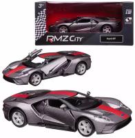 Машина металлическая RMZ City 1:32 Ford GT 2019, серый цвет, полоса, двери открываются