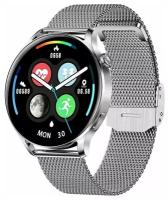 Умные круглые смарт часы Smart watch (M. S. Classic-ms-AVY23366332G3Pro Silver) / Наручный фитнес браслет / NFC AMOLED экран