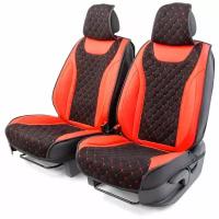 Накидки каркасные 3D на передние сиденья Car Performance CUS-3044 BK/RD, 2 шт., экокожа и алькантара, простр. ромб, спинка с 2 карманами, поролон 10 мм., чёрн./красный