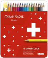 Цветные карандаши Caran d`Ache Набор карандашей водоустойчивых Caran d’Ache Swisscolor, 18цв. (метал. коробка)