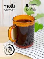 Кружка чашка для чая для кофе прозрачная Enjoy 250мл, оранжевая