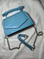 Женская сумка кросс-боди из искусственной кожи с принтом кожи крокодила Турция, голубой