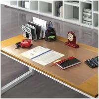 Коврик/подкладка/подложка настольная на письменный рабочий стол для письма сверхпрочный размером 600х1200 мм, прозрачный, 1 мм, Brauberg, 237373
