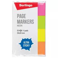 Berlingo Флажки-закладки Ultra Sticky 50 л х 4 неоновых цвета (LSz_41002) разноцветный 50 мм 20 мм 200 листов