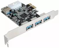 Контроллер ExeGate EXE-367 (PCI-E x1 v2.0, 3*USB3.0 ext. + 1*USB3.0 int, разъем доп. питания, VIA Labs Chipset VL805) EX283720RUS