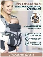 Эргорюкзак кенгуру Aimama 4 позиции, 0-15кг c рождения Carbon Grey (карбон)