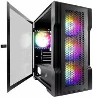 1STPLAYER Корпус TRILOBITE T3 Black / mATX, TG / 4x 120mm LED fans inc. / T3-BK-4F1