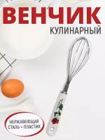 Венчик кулинарный, 25 см, металл, цвет белый