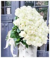 Букет Роза белая 101 шт, красивый букет цветов, шикарный, цветы премиум