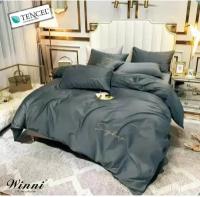 Комплект постельного белья евро Winni тенсель, серый