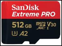 Карта памяти SanDisk microSDXC 512 ГБ Class 10, V30, A2, UHS-I U3, адаптер на SD, 1 шт., красный/черный