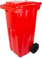 Мусорный контейнер уличный 120 литров Пластик Система на колесах с крышкой (Красный)