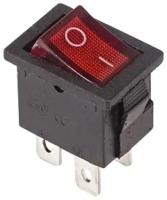 Выключатель клавишный 250V 6А (4с) ON-OFF красный с подсветкой Mini (RWB-207, SC-768) REXANT (06-0300-A)