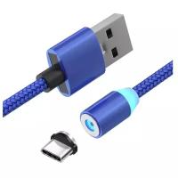 Кабель магнитный 1 метр USB/Type-C, Amaze, плетённый, синий