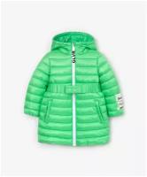 Пальто демисезонное стеганое с капюшоном зеленое Gulliver, для девочек, размер 104, мод 12302GMC4503