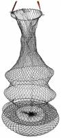 Садок рыболовный, складной с чехлом, из капроновой нити. Диаметр 40 см. Длина 100 см. Цвет: черный