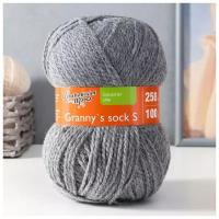 Пряжа Granny`s sock S (Бабушкин носок ПШ) 30% шерсть 70% акрил 250м/100гр м.серый (380), 1шт