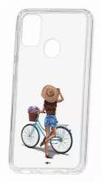 Чехол для Samsung Galaxy M30S Kruche Print Велосипедная прогулка, пластиковая накладка, силиконовый бампер с защитой камеры, прозрачный с рисунком