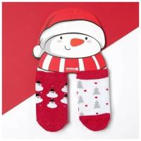 Крошка Я Набор новогодних детских носков Крошка Я «Снеговик», 2 пары, 6-8 см