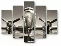 Модульная картина Старинный самолета на взлетно-посадочной полосе 185x148