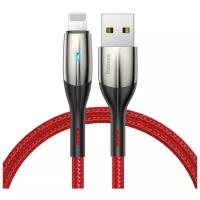 Кабель для быстрой зарядки телефона USB 2.0 A (m) - Айфон Lightning (m) 0.5м Baseus Horizontal Data Cable красный