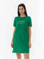 Платье-футболка с коротким рукавом и принтом-надписью, цвет Зеленый, размер S 024138135132