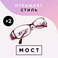 Готовые очки женские для зрения корригирующие с диоптриями для чтения прямоугольные +2