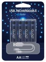 Аккумуляторные батарейки АА 1,6 v 1800 mWh c USB кабелем, 4 шт