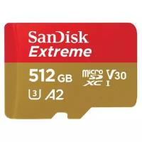 Флеш карта microSD 512Gb Class10 Sandisk SDSQXA1-512G-GN6MA Extreme + adapter