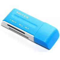 Картридер внешний 5Bites RE2-102BL (USB2.0), для считывания SD,TF-microSD синий