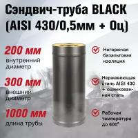 Сэндвич-труба BLACK (AISI 430/0,5мм) L-1м (200х300)