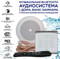 Музыкальная bluetooth аудиосистема для дома, бани, сауны, коммерческого помещения. Белая, встраиваемая с одним влагостойким динамиком. Эко 1