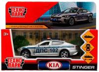 Машина металлическая KIA STINGER полиция,12 см, двери, багажник, инерционная, серебристая, Технопарк