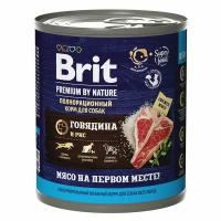 Влажный корм Brit Premium by Nature полнорационный для собак, фарш из говядины с рисом, в консервах - 850 г х 6 шт